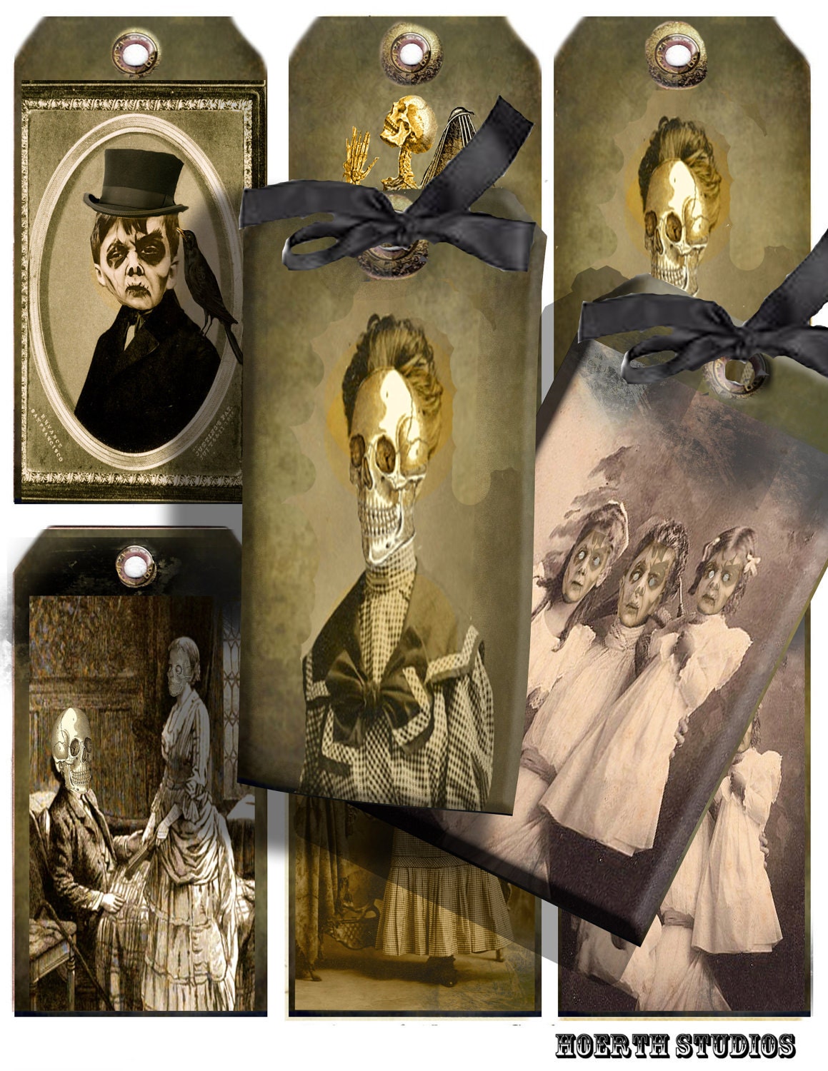 Printable Halloween Zombie Family Tags Instant download