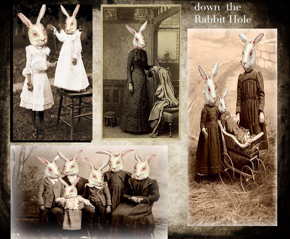Down the Rabbit Hole collage sheet Instant download