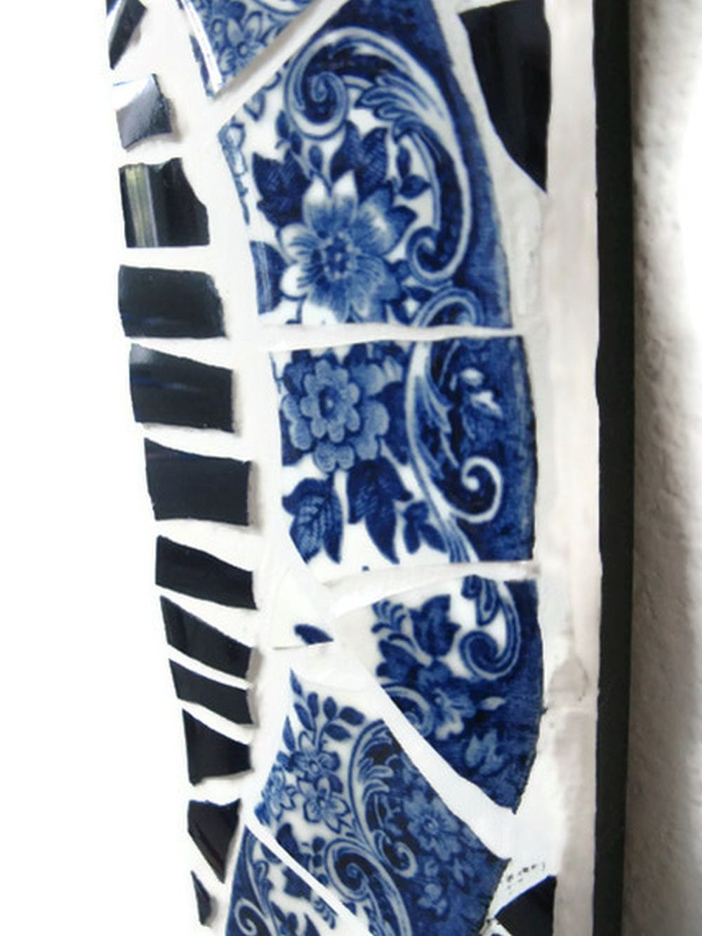 Key holder Blue White Mosaic Wall Hanging Hook Broken china Swirl Decorative Bird metal hook