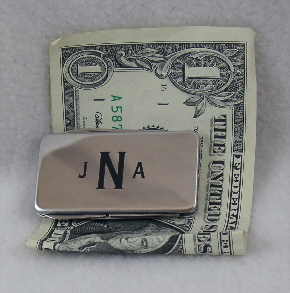 Monogrammed Stainless Steel Money Clip with Tools - Set of 6