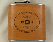 Groomsmen Flasks with Hand Dyed Engraved Leather Wrap - set of 9