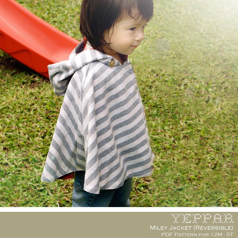 No Serger - PDF Pattern - Miley Jacket (Reversible) for 12M - 5T and tutorial.