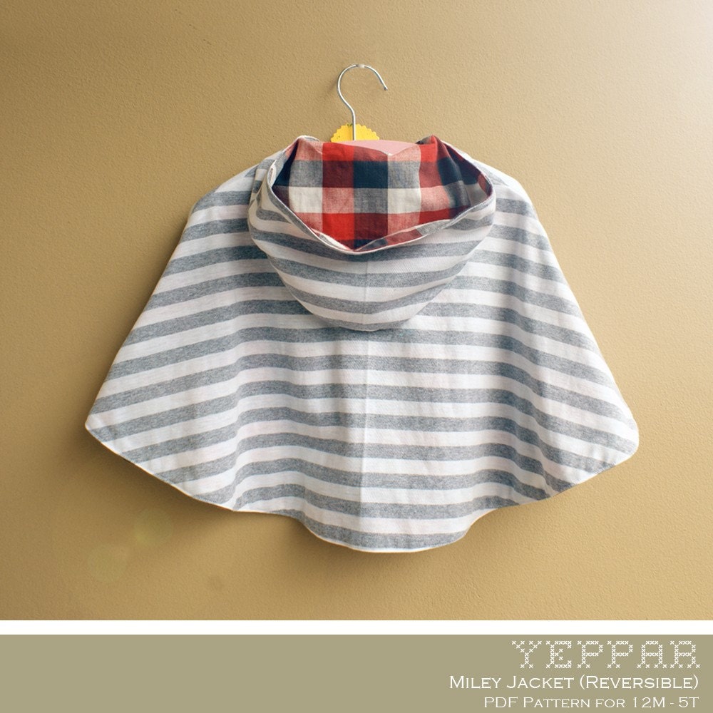 No Serger - PDF Pattern - Miley Jacket (Reversible) for 12M - 5T and tutorial.
