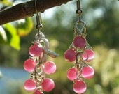 Breast Cancer Awareness Cluster Earrings