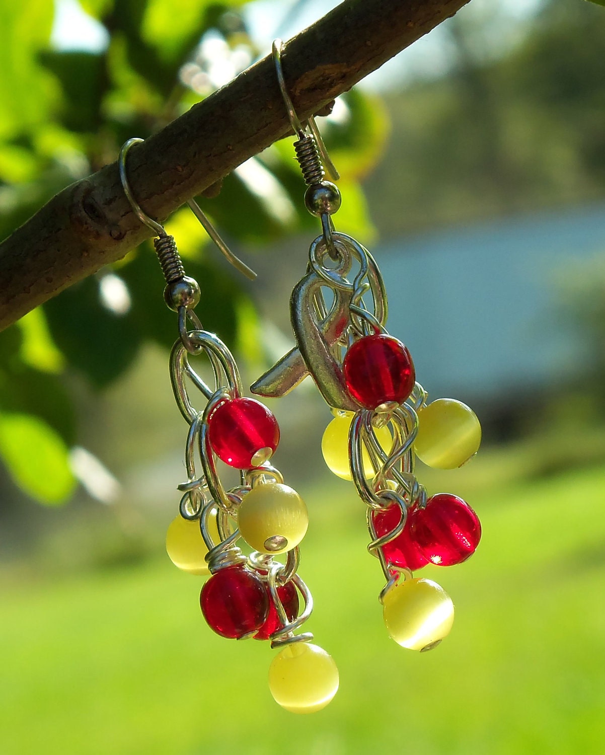 Hepatitis C Awareness Cluster Earrings