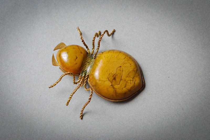 Vintage metal brooch, shape of bug