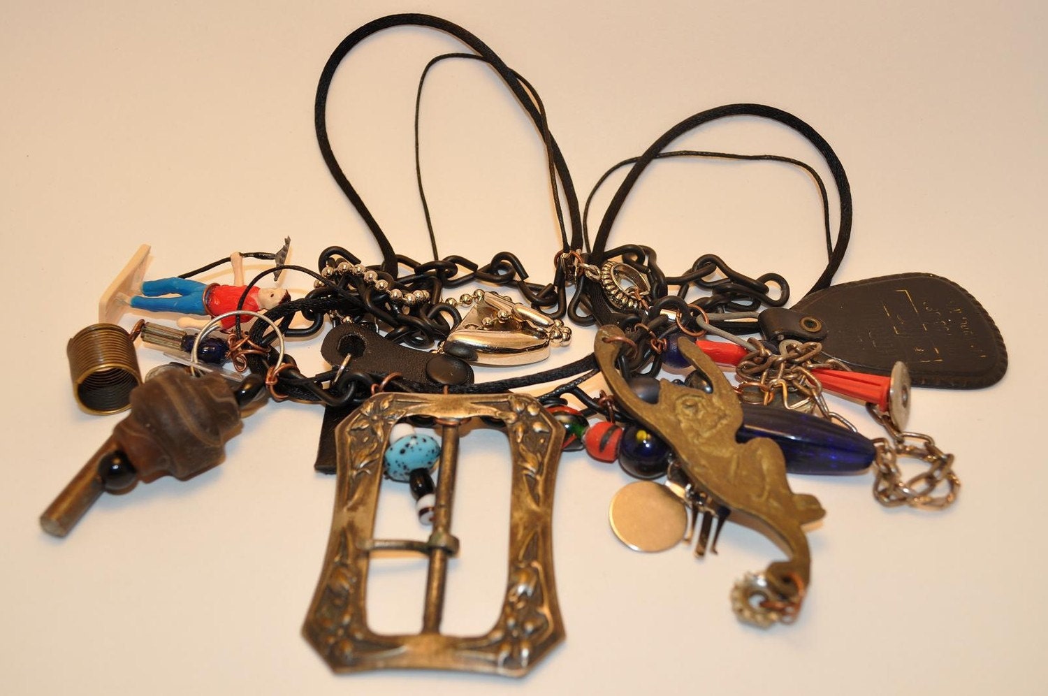 Necklace Assemblage Womans Jewelry BUCKLE DOWN