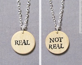 Hunger Games Inspired "Real" or "Not Real" Double-Sided Necklace - Peeta and Katniss Jewelry