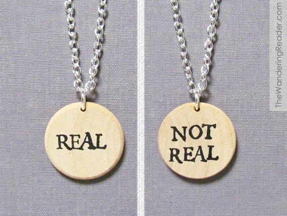 Hunger Games Inspired "Real" or "Not Real" Double-Sided Necklace - Peeta and Katniss Jewelry