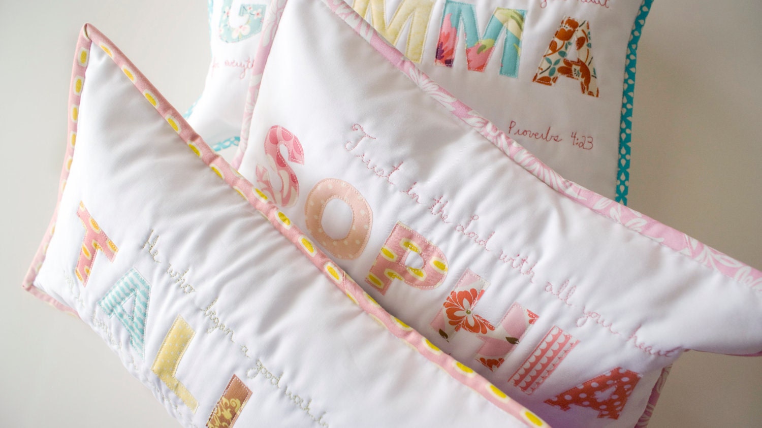 TWO Custom Child's Name Pillow Combo