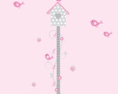Vinyl Wall Decal Growth Chart with Birdhouse,Birds-Nursery Decals