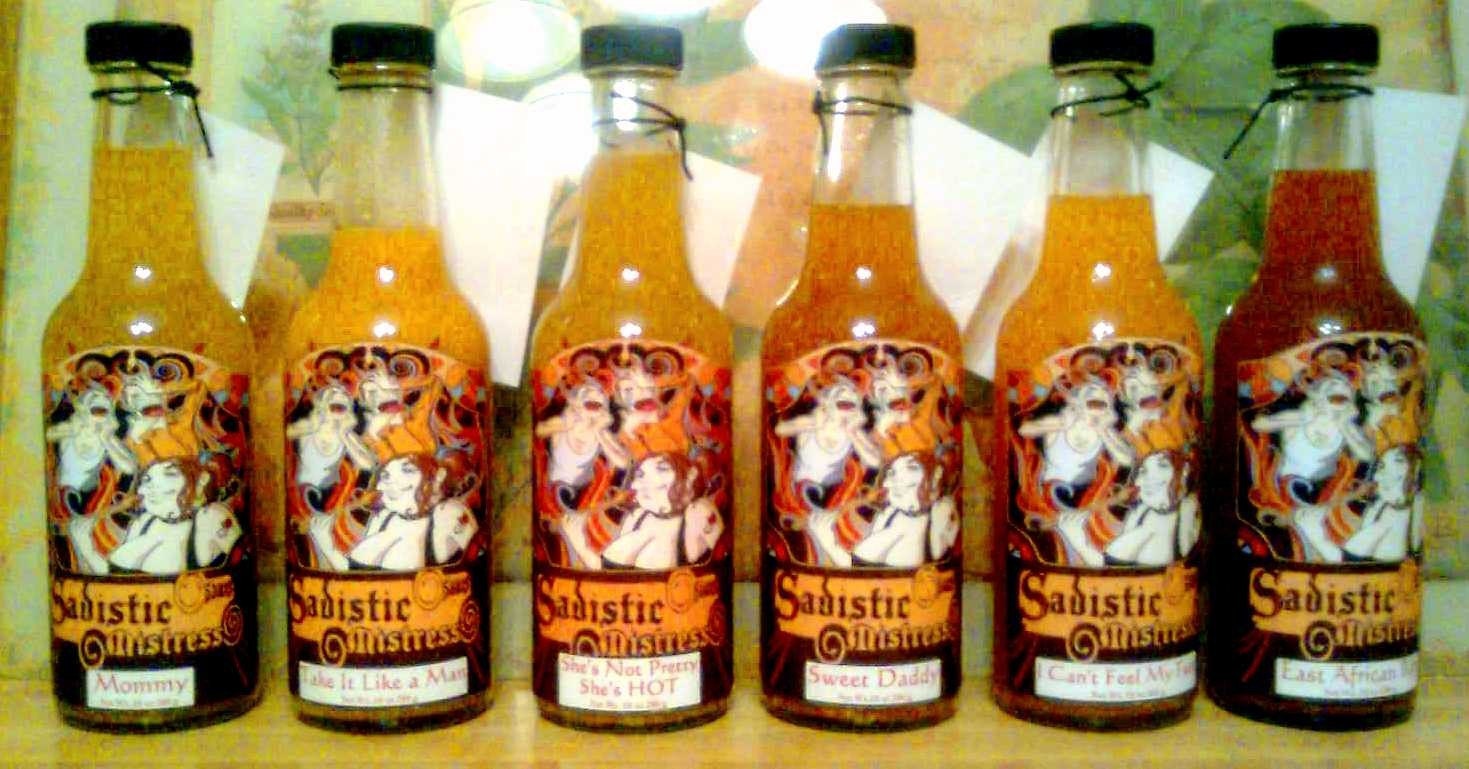 1 "Psalms 22:1 Reserve" Sadistic Mistress Sauces 5oz bottle hot sauce with ghost or jolokia or naga murich peppers