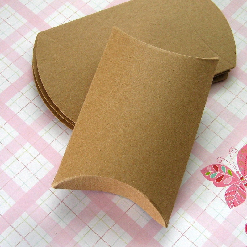 50 Kraft Pillow Boxes 3.25 x 3 x 1 inches