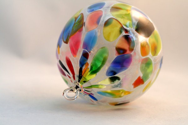 Handblown Fine Art Glass Ornament Suncatcher in Winter Magic Mix