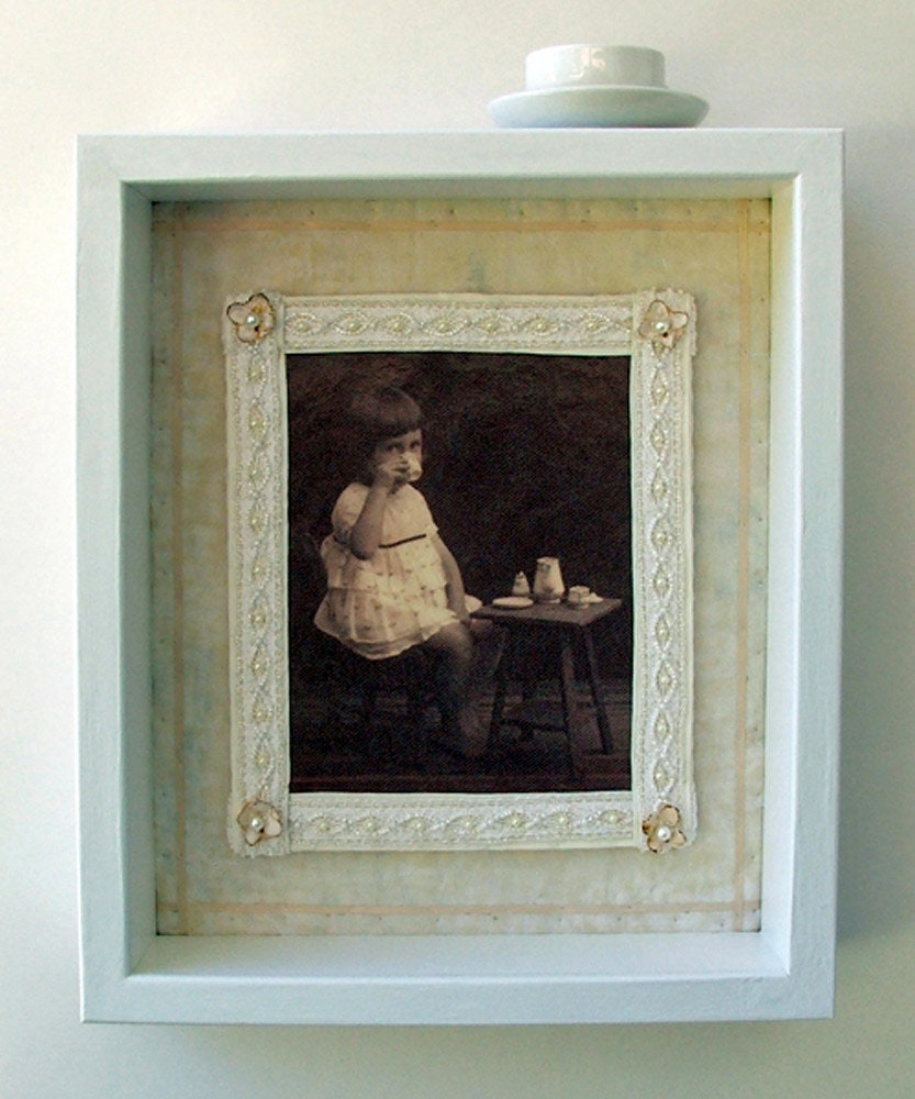 nursery art - Tea with Elizabeth - keepsake, tea party, tea party for girls, tea time, children at play, tea cup saucer