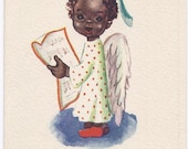 C27 Vintage Unused  Christmas Greeting Card by Brownie Black Angel