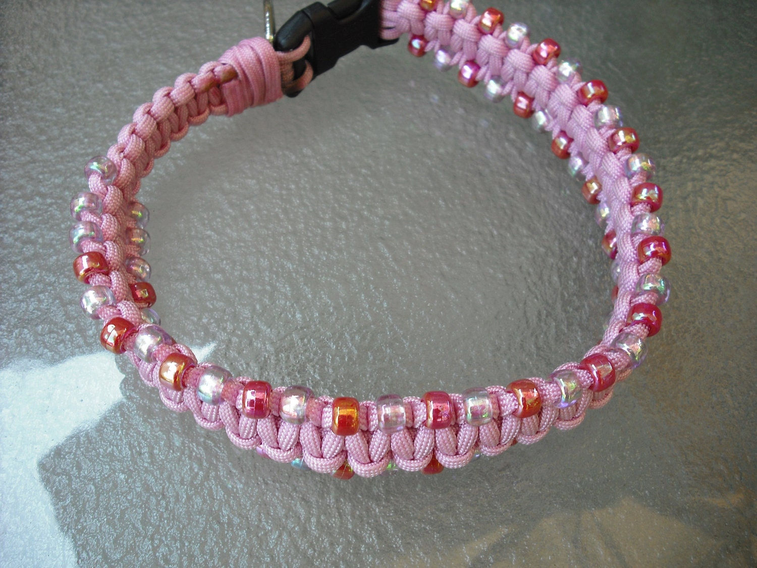 Pink Dog Collar, Elegant Dog Jewelry,  Beaded Dog Collar