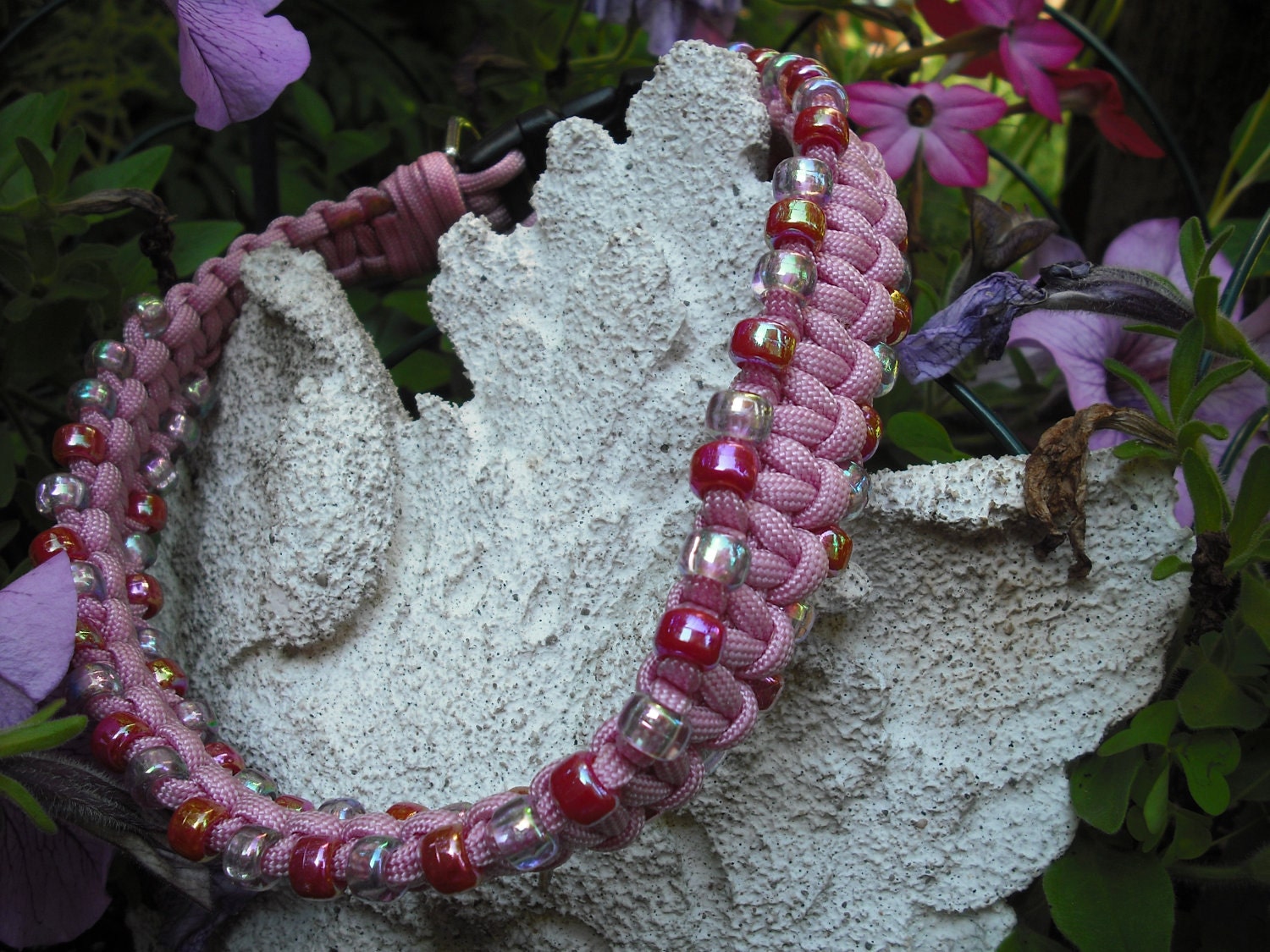 Pink Dog Collar, Elegant Dog Jewelry,  Beaded Dog Collar