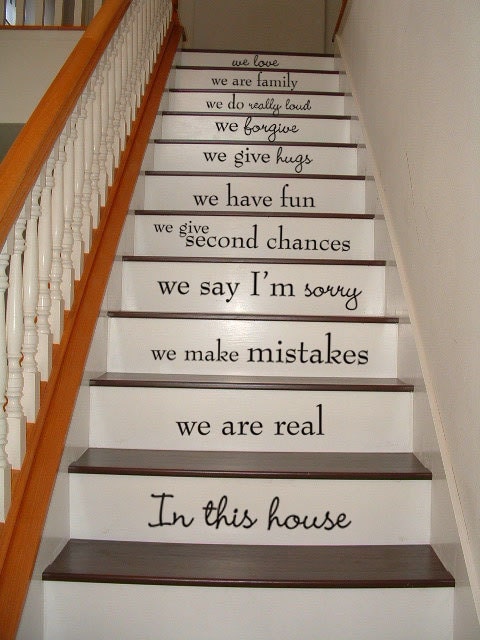 Wall Decal - In this house we are real - STAIRCASE - Vinyl Decal Wall Art Room Decor Stairway Stairs