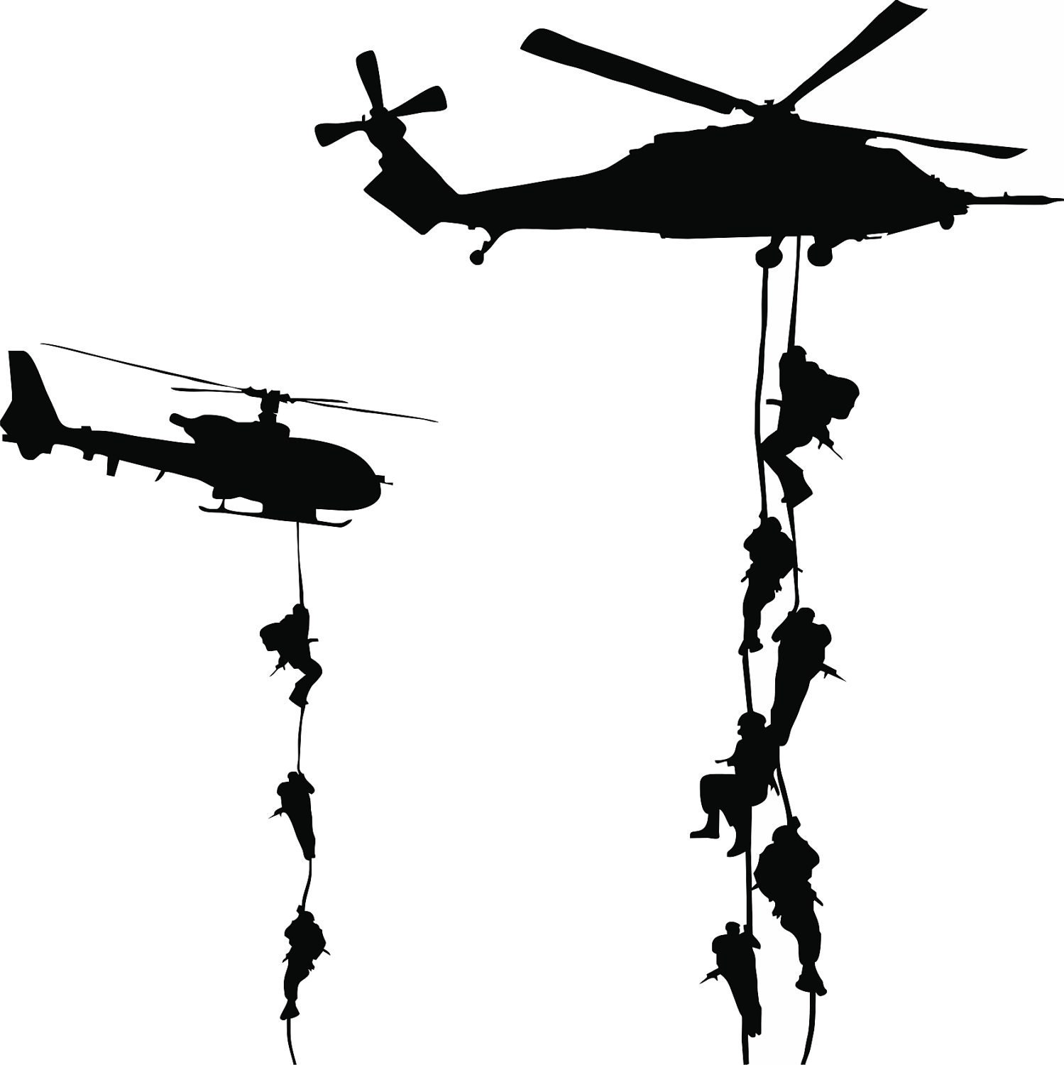 Wall Decal - Childrens Kids Teen Silhouette Wall Art Vinyl Decal - Military Helicopter Room Decor