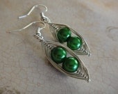 Green Pearl Peas in a Pod Earrings