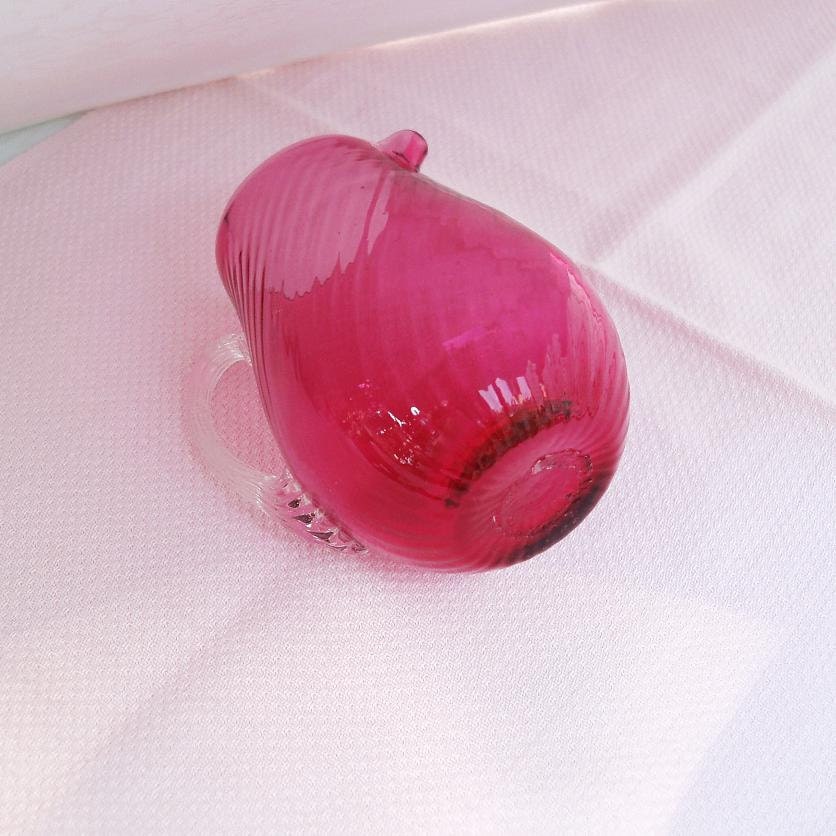 Cranberry Glass, Mini Pitcher, Vintage Cranberry, Cream Pitcher, Hand Blown Glass