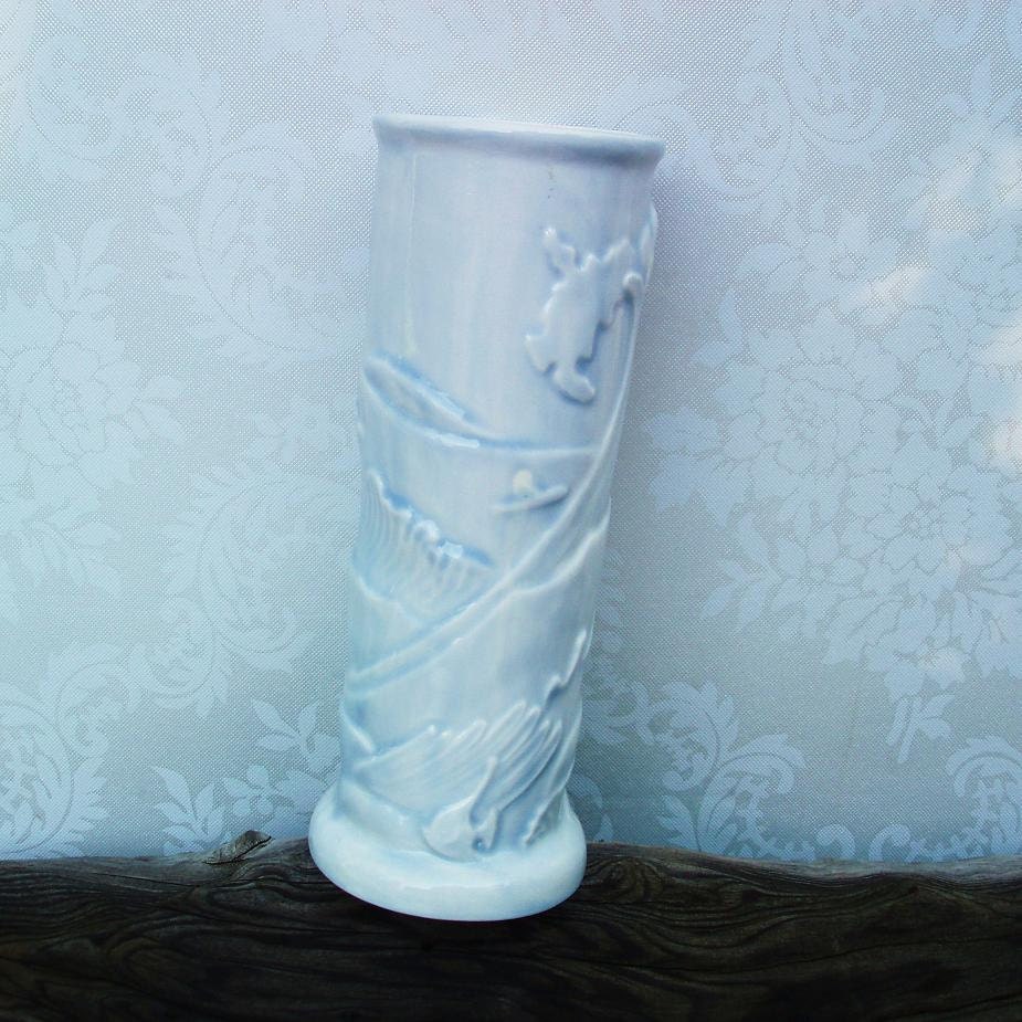 Ceramic Flower Vases, Tall Decorative Vases, Beach Cottage Decor, Fairy / Blue