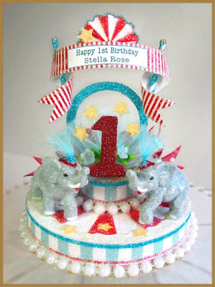 Vintage Carnival 1st Birthday Cake Topper