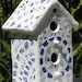 Vintage Blue and White English Transferware 2-Hole Mosaic Birdhouse - Decorative Birdhouse, Vintage China, Hand Made, Treasury Item