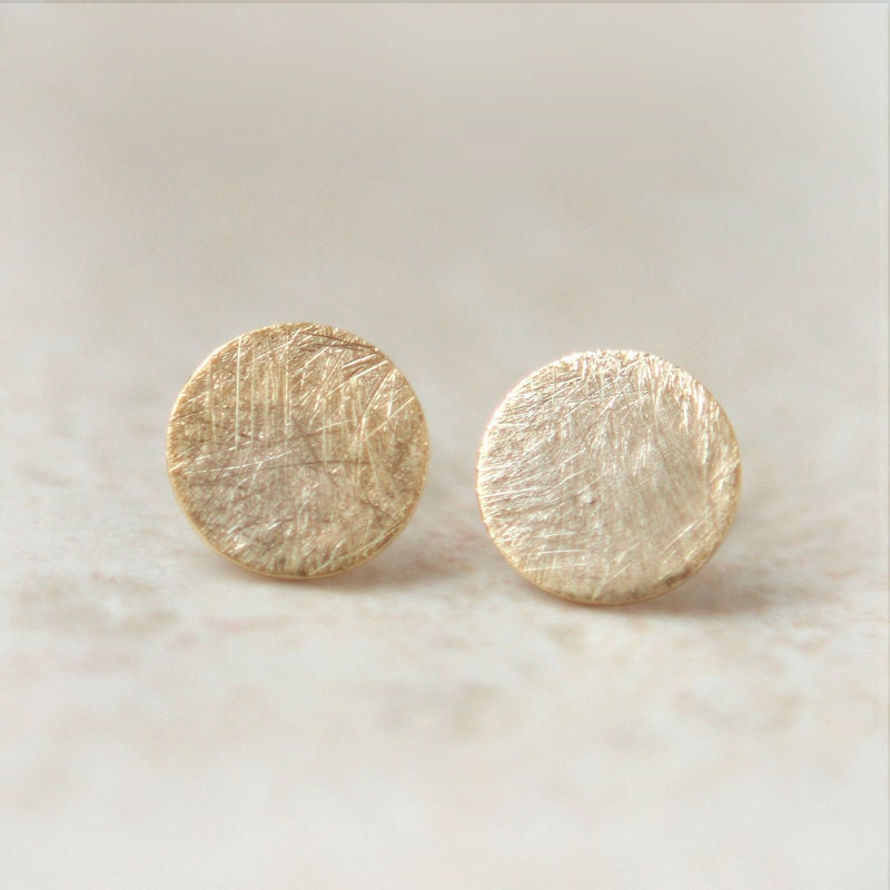 Gold Textured circle earrings