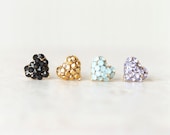 Shiny Heart studs earrings / Choose your color / Black, Gold, Mint, Violet