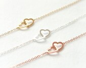 Two Open Heart Bracelet / Choose your color / gold, silver and pink gold