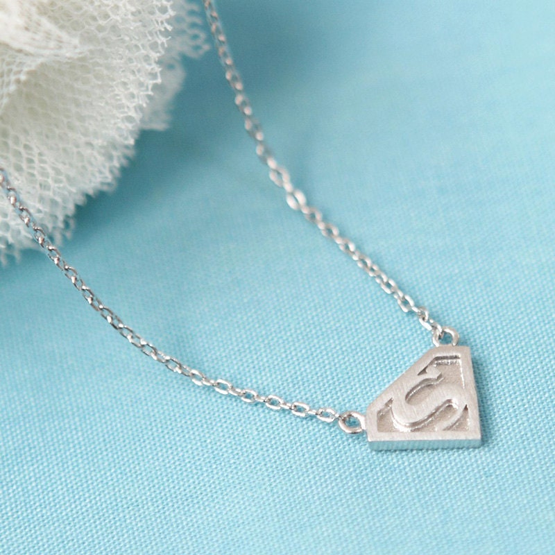 Superman pendant silver necklace