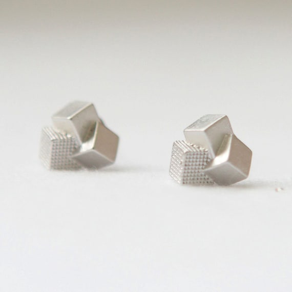 Silver Block Earrings