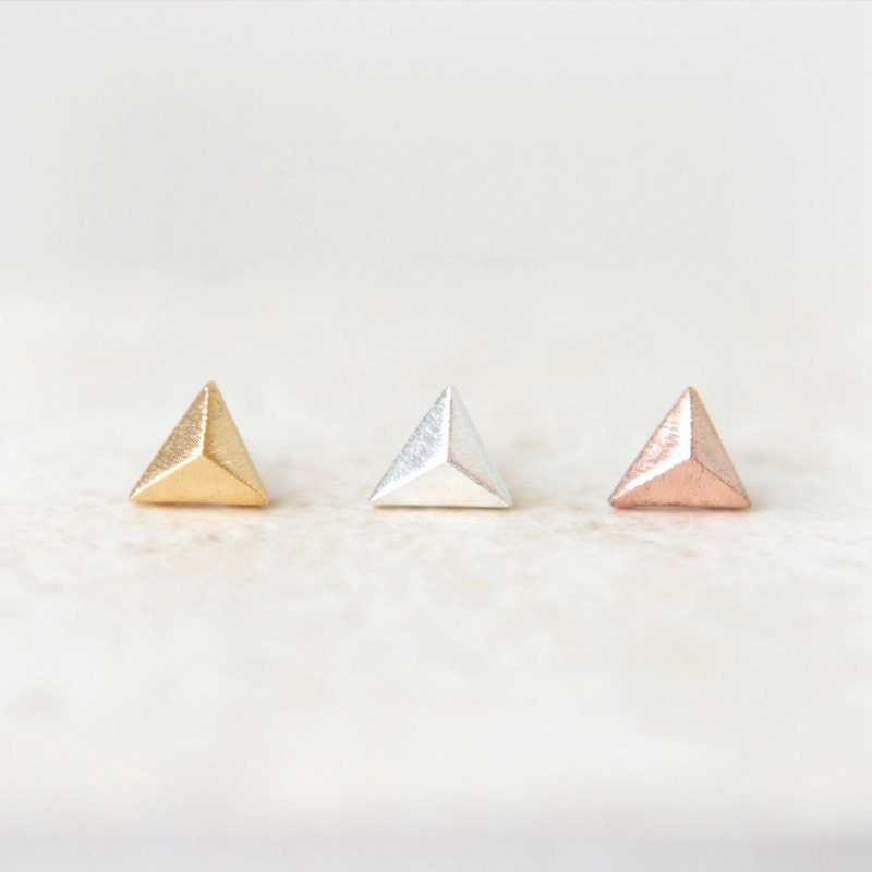 Tiny Pyramid earrings / choose your color / gold, silver and pink gold