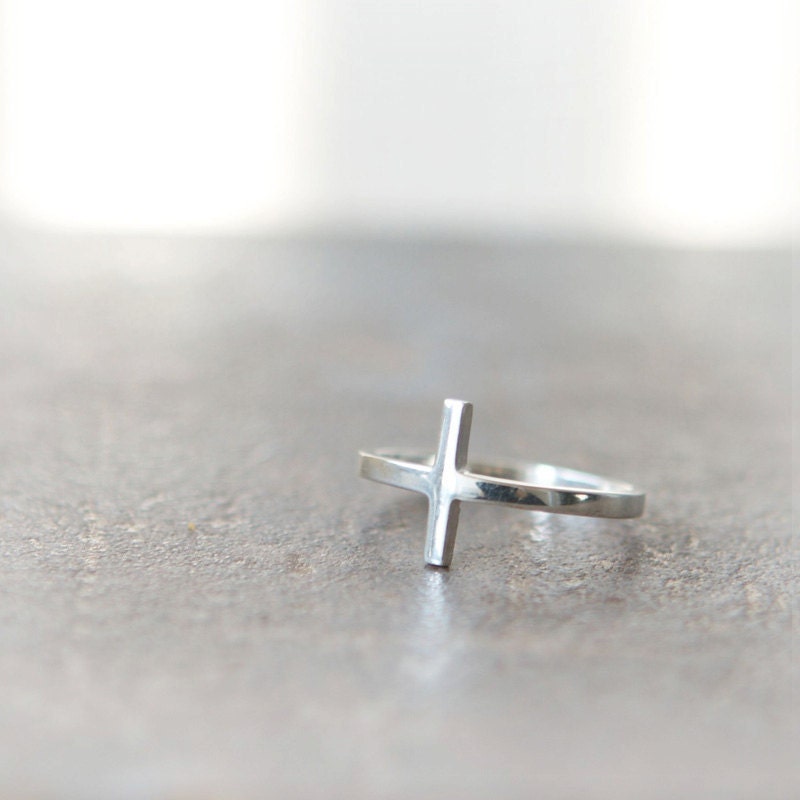 Sideways Cross Ring in sterling silver
