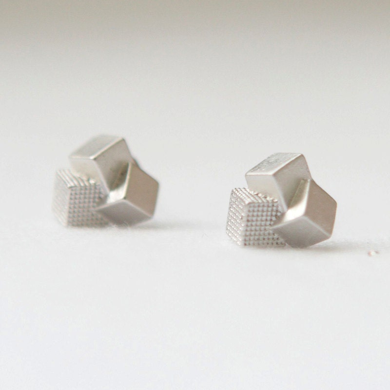 Silver Block Earrings