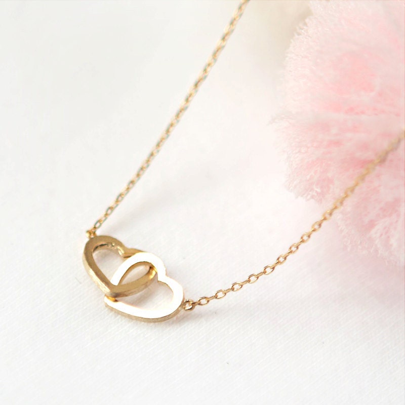 Open Heart Necklaces on Two Open Heart Necklace In Gold By Laonato On Etsy