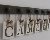 Personalized Children Name Signs for CAMERON includes 7 Pegs Brown Baby Nursery Decor