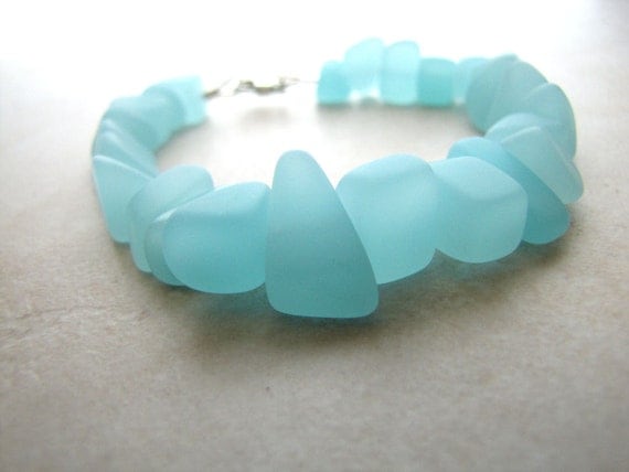 Seaglass Sea Glass Bracelet Aqua BellinaCreations Bellina Creation