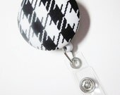 Houndstooth ID Holder Badge Reel Covered Button