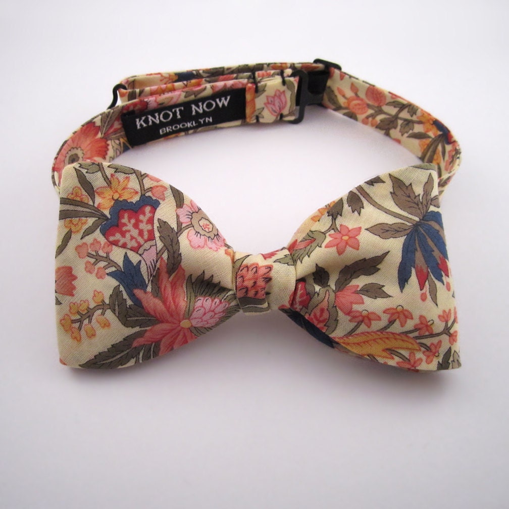 Men's Bow Tie - Lemon Floral Cotton