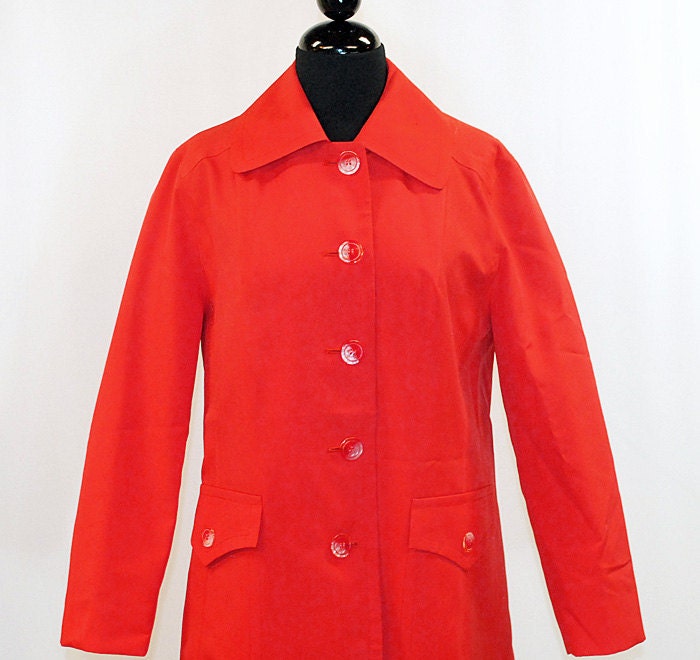 Vintage Raincoat Orange Trench Rain Coat Jacket MOD