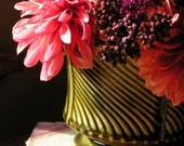 Vintage Green Vase Planter on Pedestal
