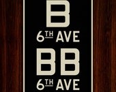 BROOKLYN & MANHATTAN (6TH Ave) New York City Subway Sign. Bus Scroll. 12 x 18 Rollsign Print