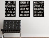 BROOKLYN Subway Sign Prints. Bus Scrolls (Collection of 3) - 12 x 18