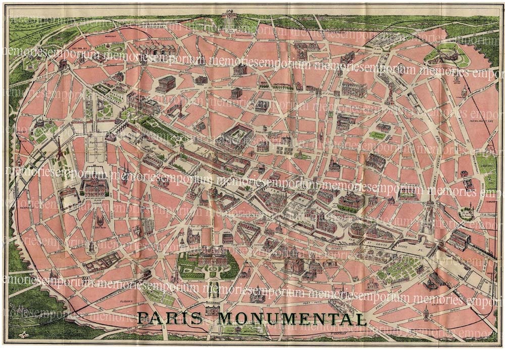 Vintage Paris Map