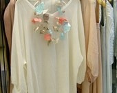 Ethereal necklace in pink, light blue, satin beige and ivory