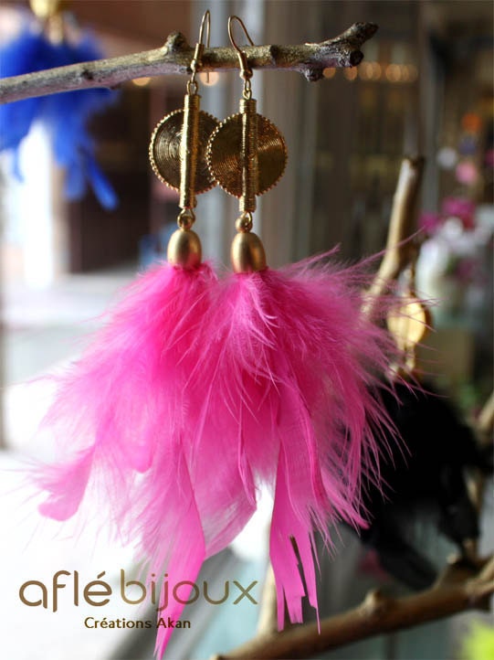 Aflé Bijoux Feather Earrings - Fushia