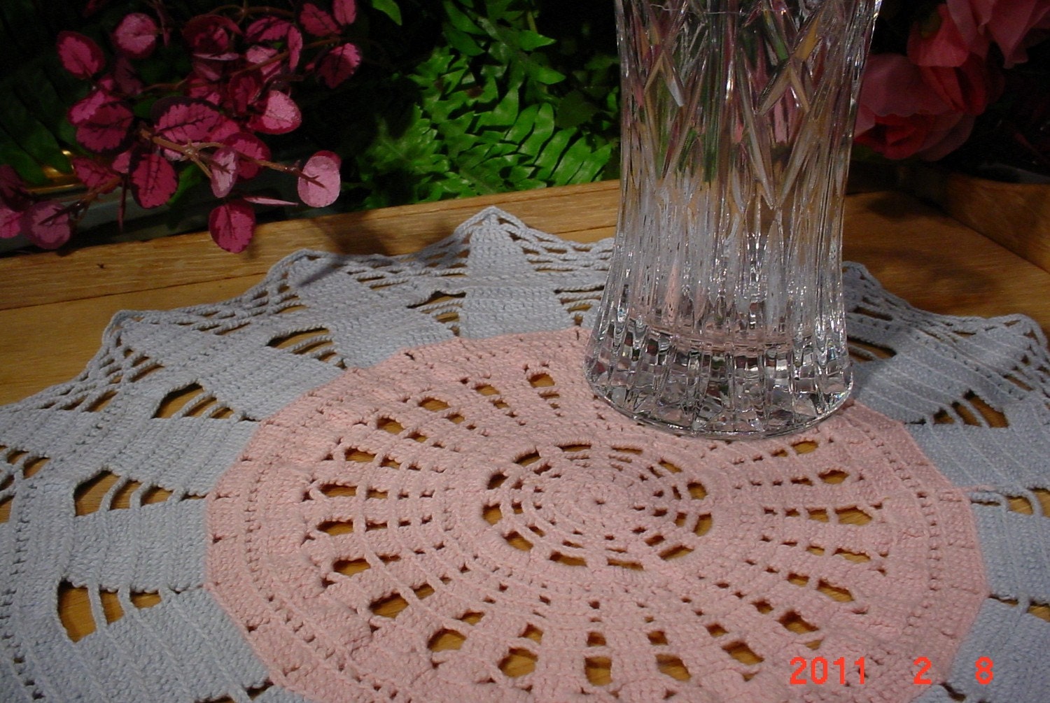 Vintage CROCHETED Doily Shabby Chic Table